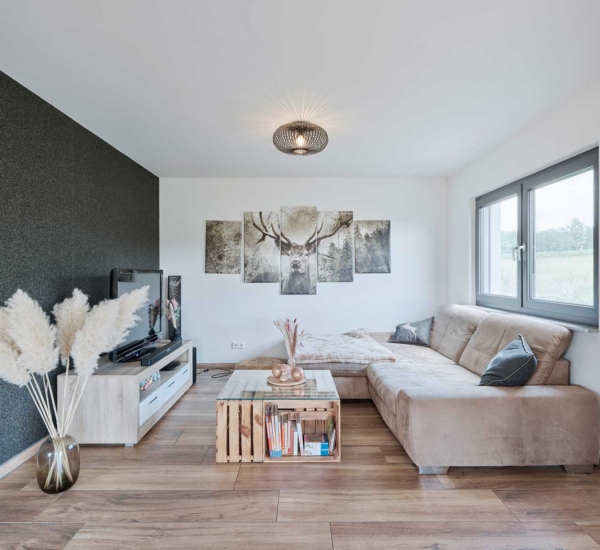 Wohnzimmer Haus Schlemmel von Fertighaus WEISS